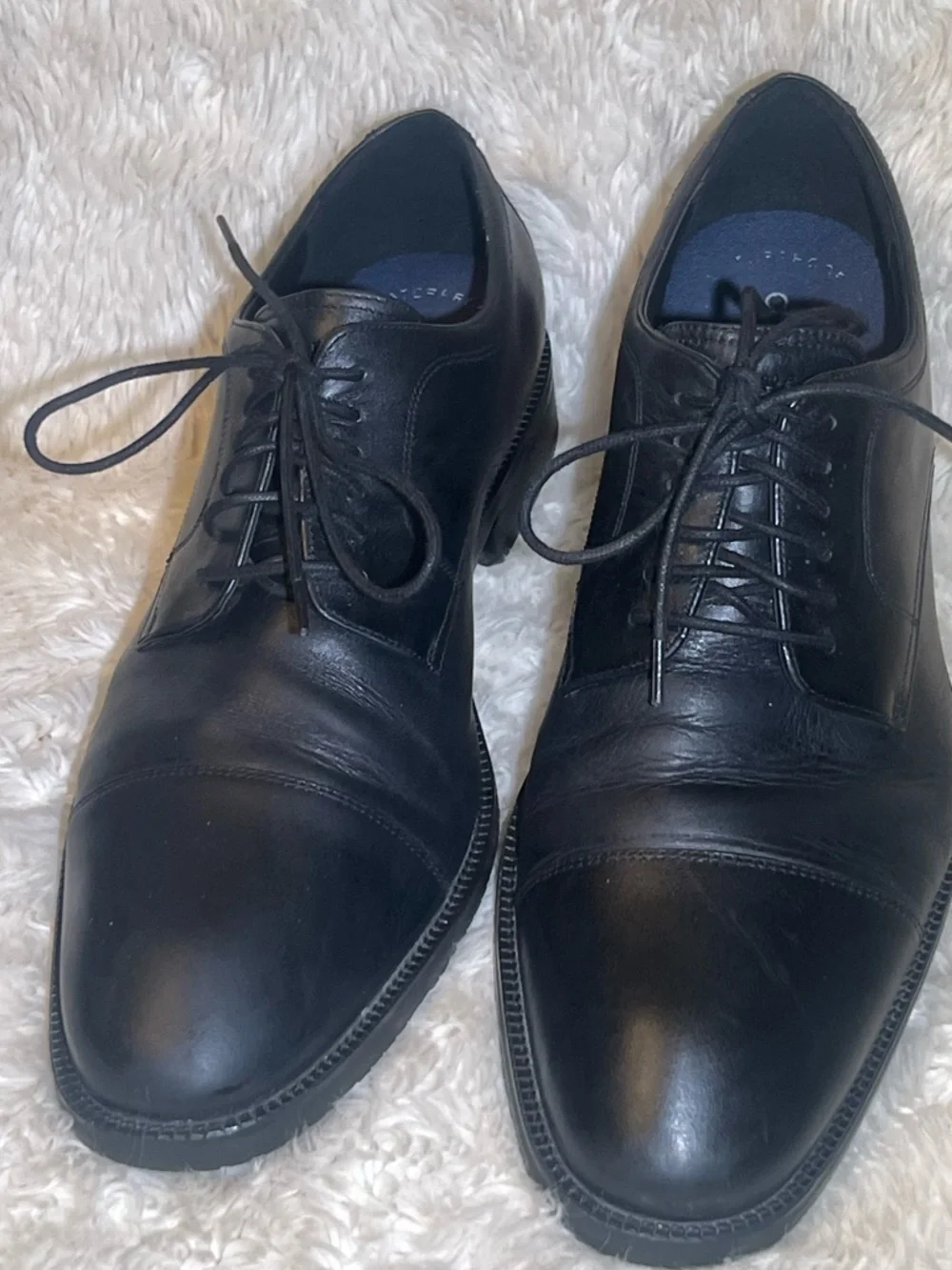 Cole Haan Men's Black Leather Cap-Toe Oxford Dress Shoes size 10.5